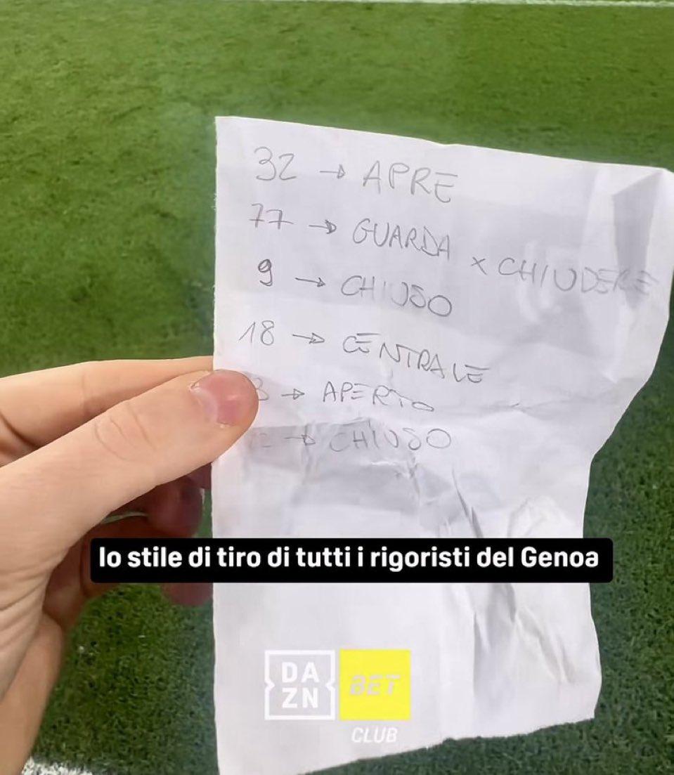 迪格雷扑点，平索里奥记大功一件！

热那亚主罚点球前，平索里奥塞给迪格雷戈里奥一