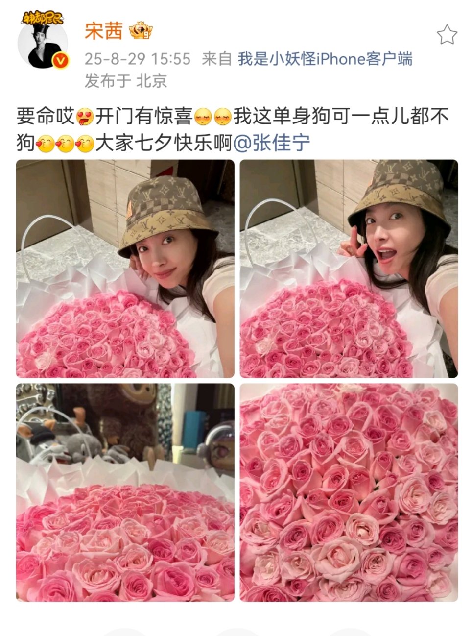 宋茜晒张佳宁玫瑰宋茜晒张佳宁送的玫瑰宋茜晒了张佳宁送的玫瑰！娱乐[超话] ​​​