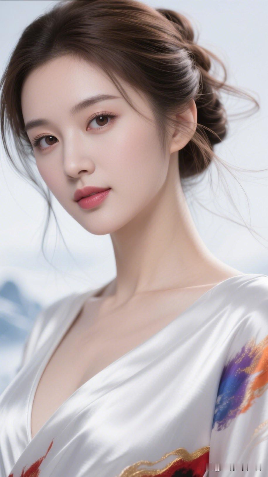 温柔古典美人，白衣飘飘，气质如兰。