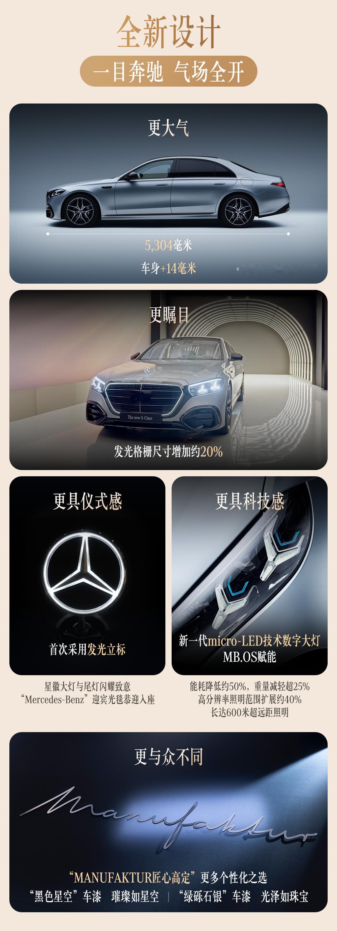 新一代梅赛德斯-奔驰S级轿车来了。果然，更大的格栅带来的气场确实更足了，并且首次