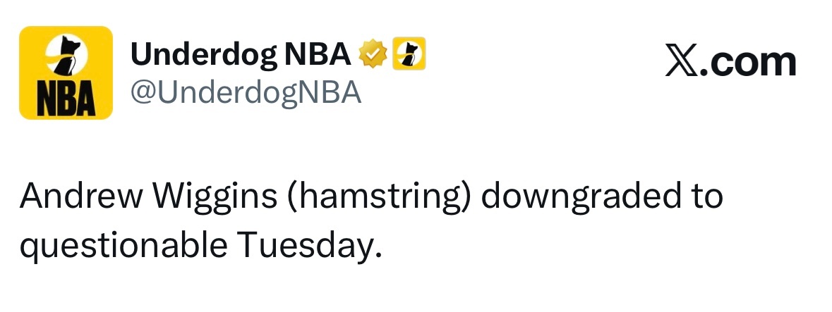 维金斯被下调至出战成疑，你们看着点哈。 