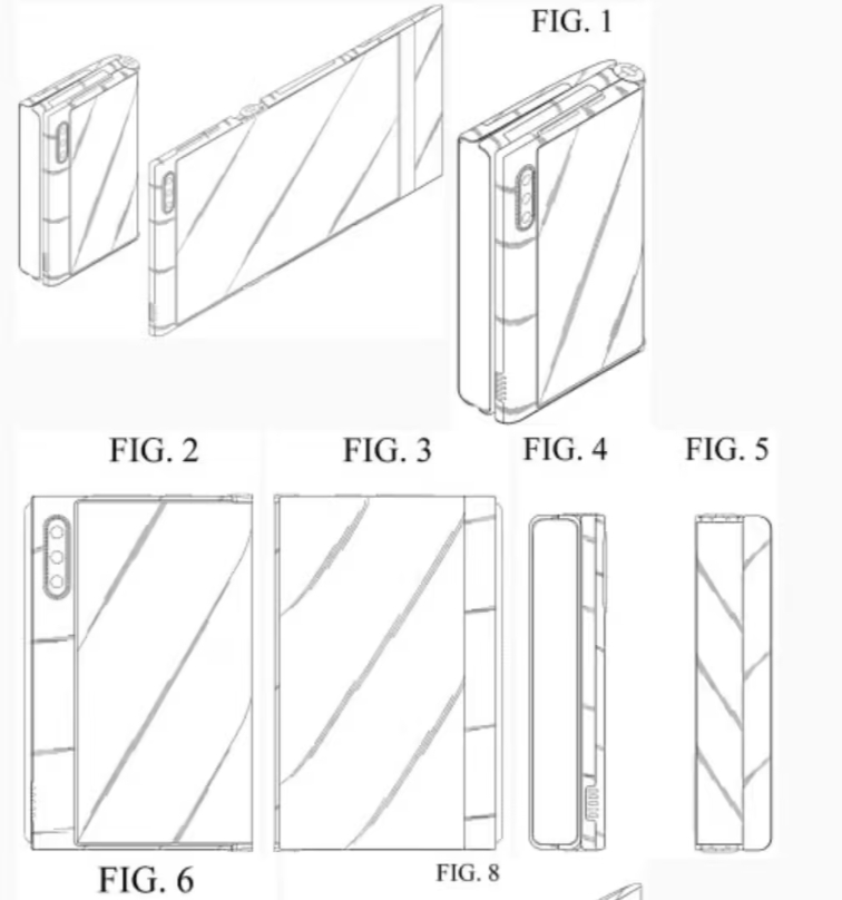 Galaxy Z Flip 机型通过两个铰链实现两次折叠，完全折叠后呈现 Z 字