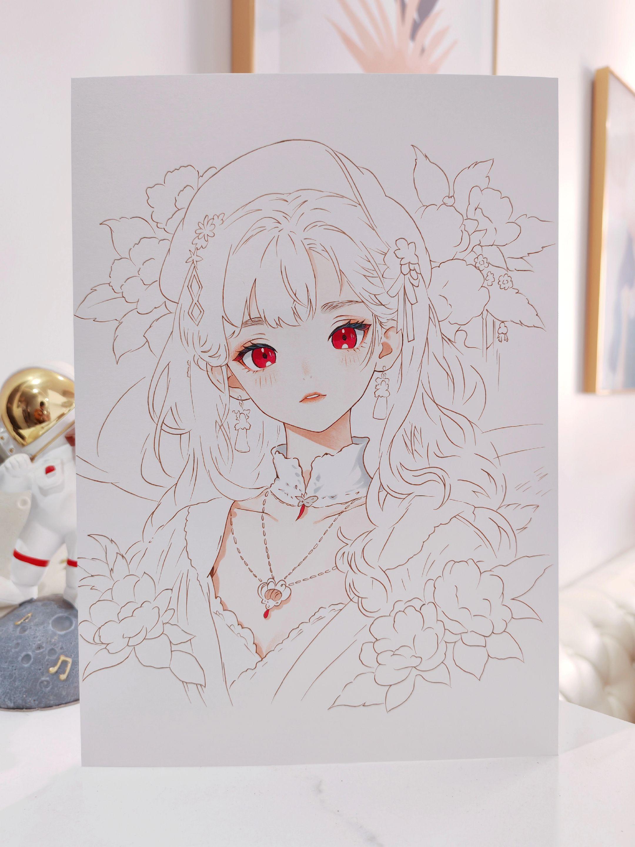 唯美少女 手绘过程图。