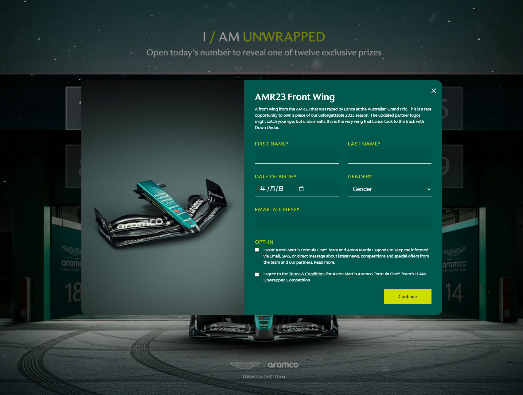 阿斯顿·马丁车队的抽奖活动到了第三天，已经揭晓的礼物分别是赛车前翼、头盔、赛车服