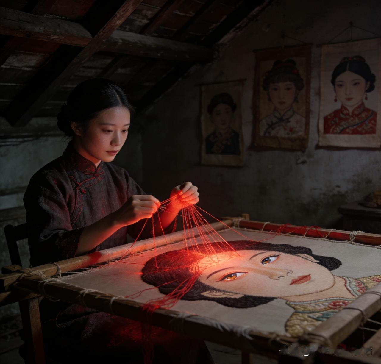 爆款风格的悬疑民间故事《绣魂》

       哑女阿绣的绣品能卖天价，只因她绣