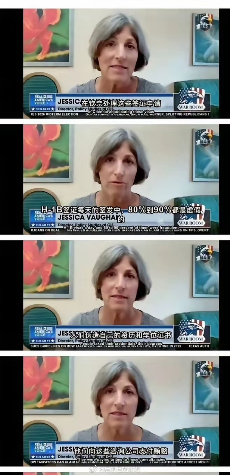美国驻印度大使馆前签证官杰西卡·沃恩透露，印度人提交的美国签证资料80-90%都