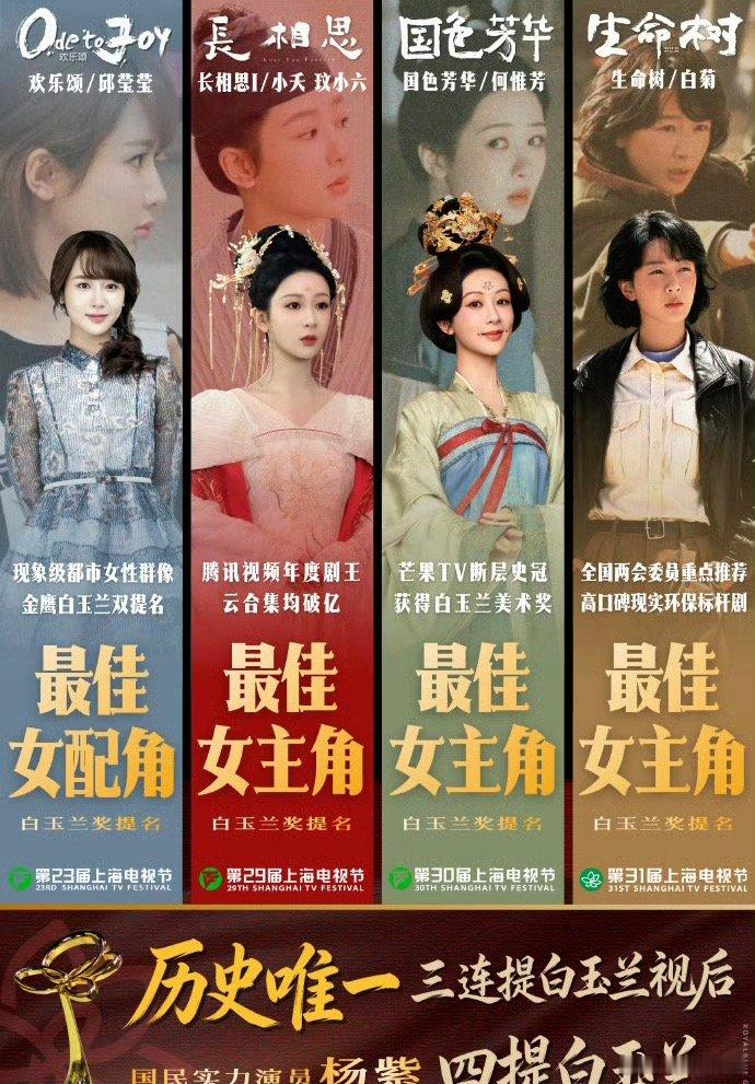 杨紫白玉兰视后三连提杨紫值得，哈哈哈哈哈哈，当时生命树看得给我哭死，杨紫和胡歌演