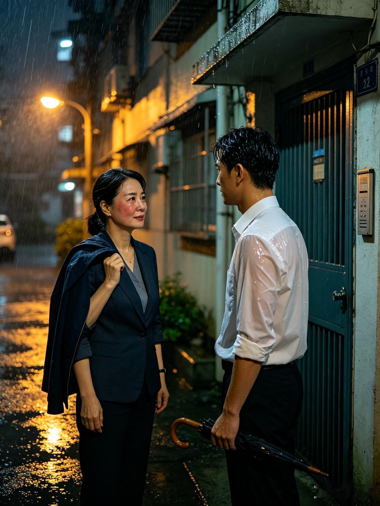 暴雨深夜，我送女老板回家，见她浑身发冷便脱下外套为她披上，她脸颊泛红：你身上也湿