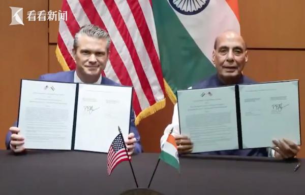 对中印区别对待：美国和印度签署10年军事条约，对中国继续恐吓。蹉跎近三个月后，美
