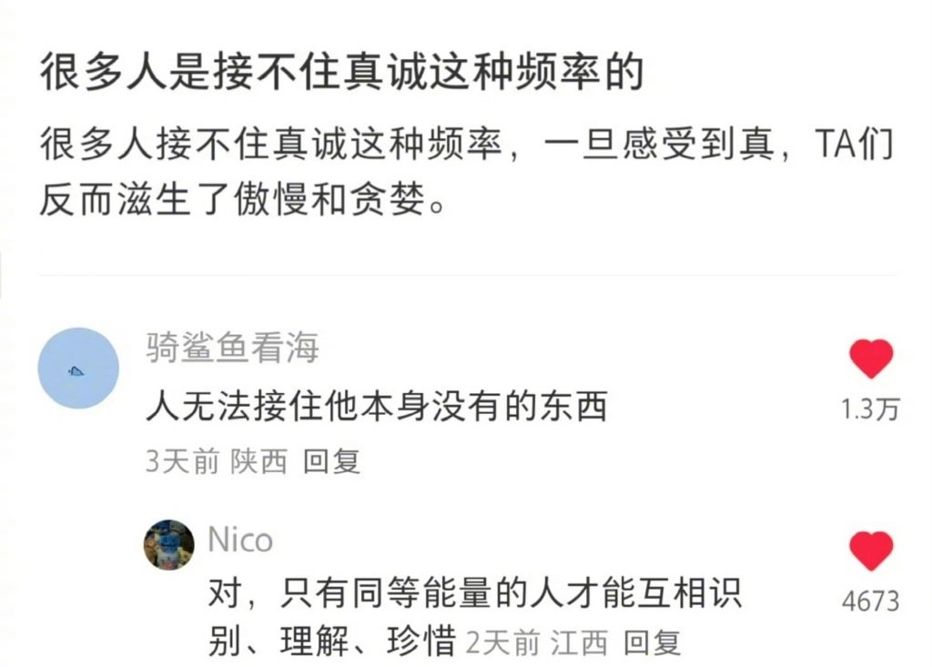 “很多人无法接受真诚这种频率。” ​​​