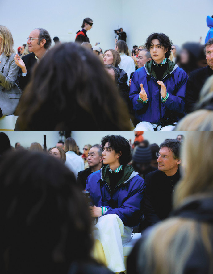 王一博四天三奢并行 王一博看秀内娱独一份的排面王一博看秀内娱独一份的排面，王一博