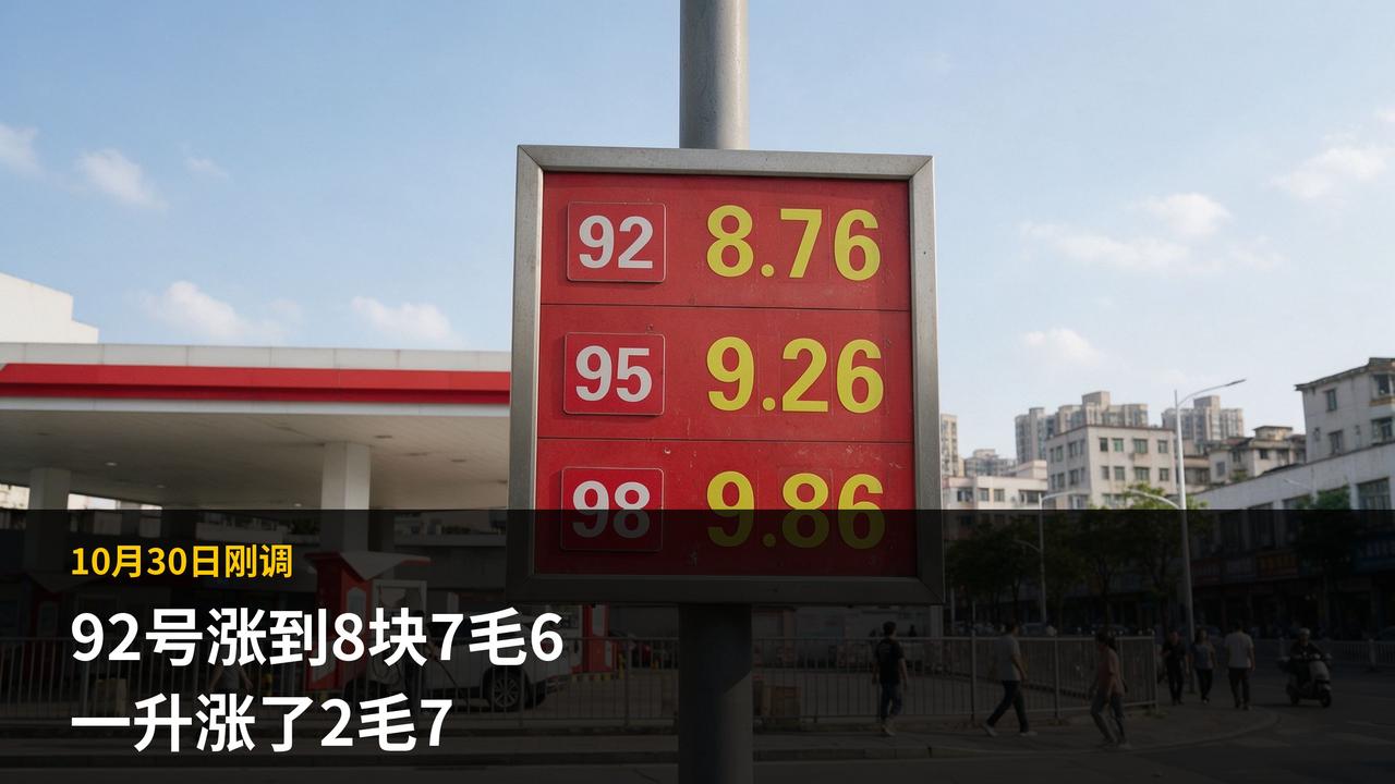 今早加油的人注意了。
昨晚24点，油价又涨了。
我今早去加油，一看价格，92号从