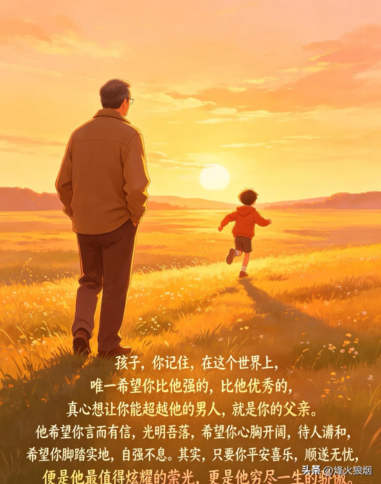 孩子，你记住，在这个世界上，唯一希望你比他强的，比他优秀的，真心想让你能超越他的