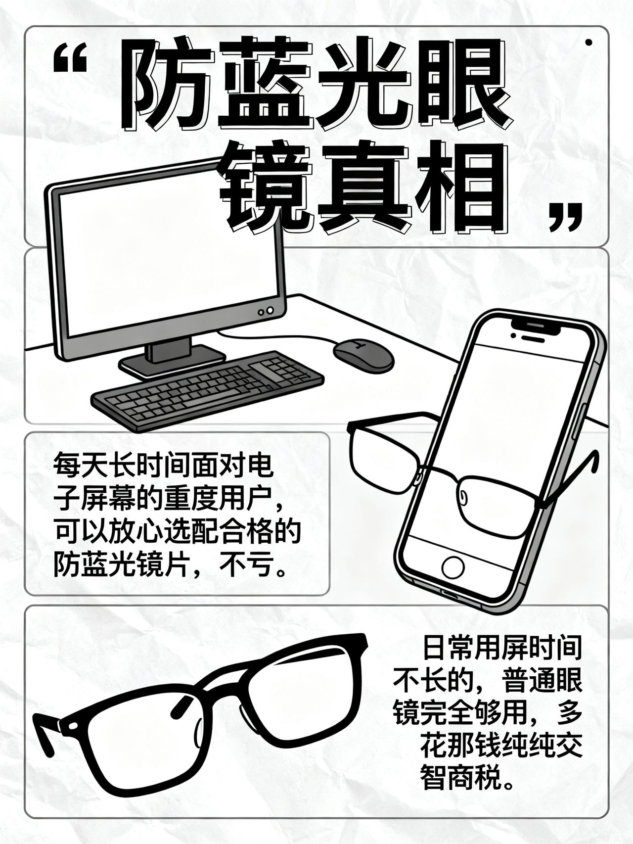 防蓝光眼镜有必要戴吗？
别再被眼镜店销售忽悠得人人都配防蓝光眼镜了！90%的人花