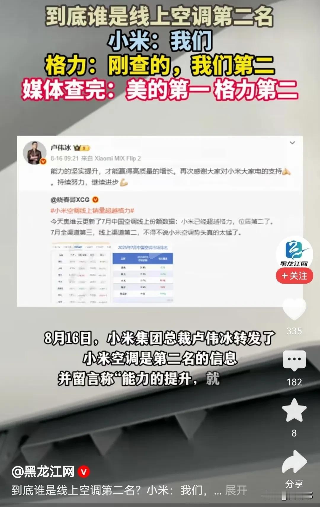 小米和格力空调都说自己销量是第二名！

到底谁在说真话，谁又在说假话？[抠鼻]