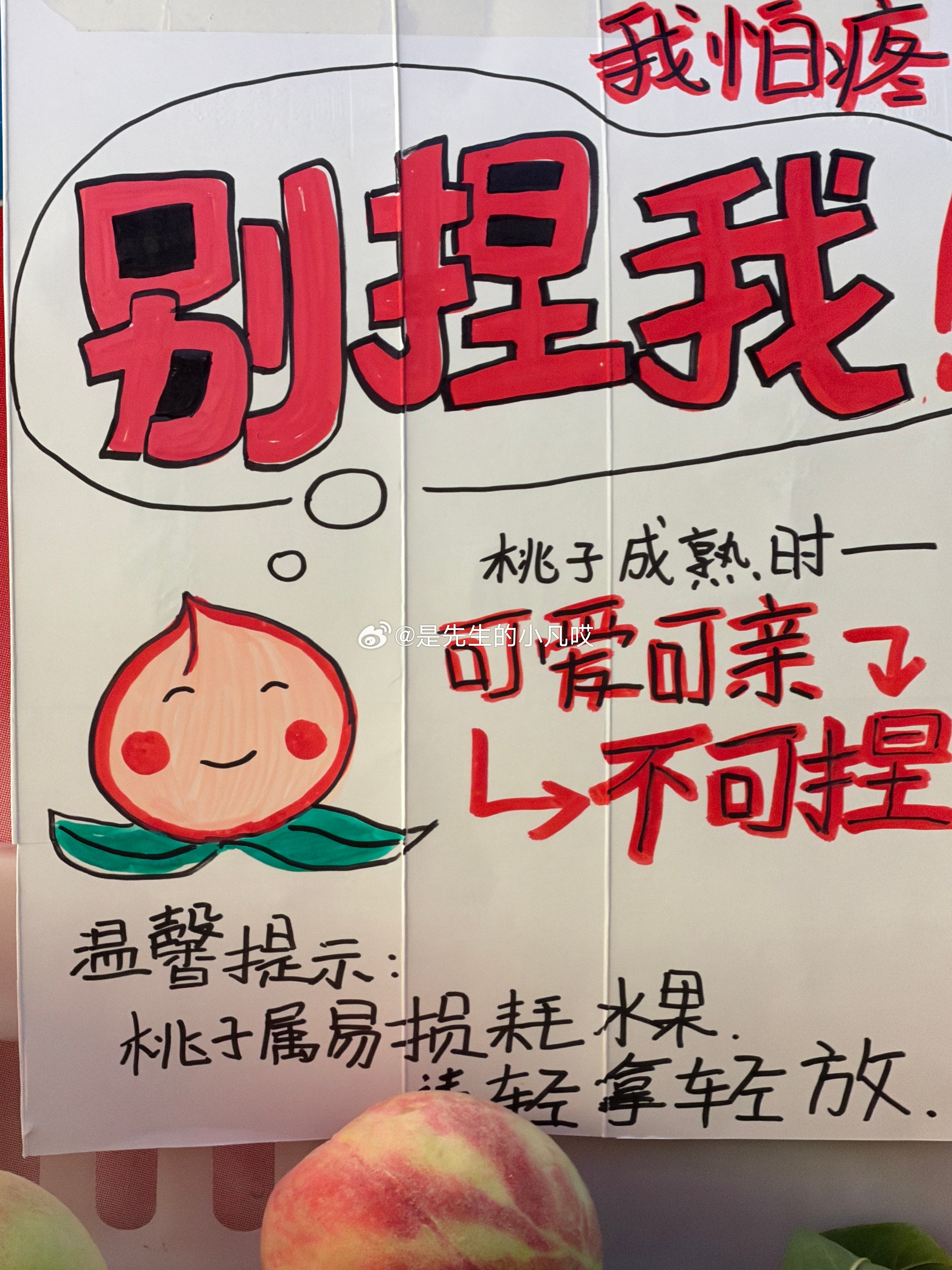 店里写标语，写着写着。。。嗯。。。看来，桃子🍑都怕“捏”一捏就紫了
