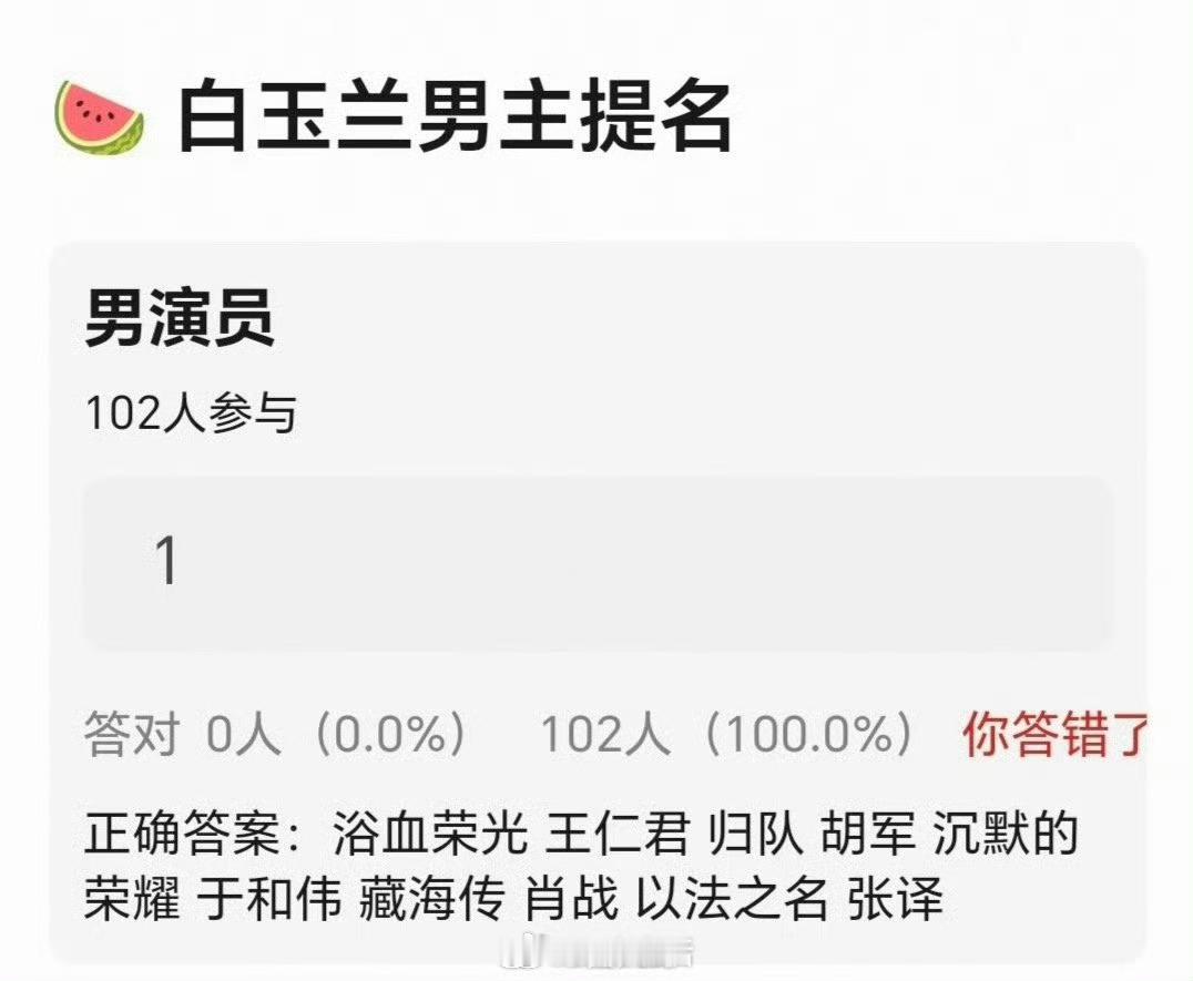 曝最终版白玉兰男主提名看到这个提名，就知道这个热搜想吹谁了吧…… 