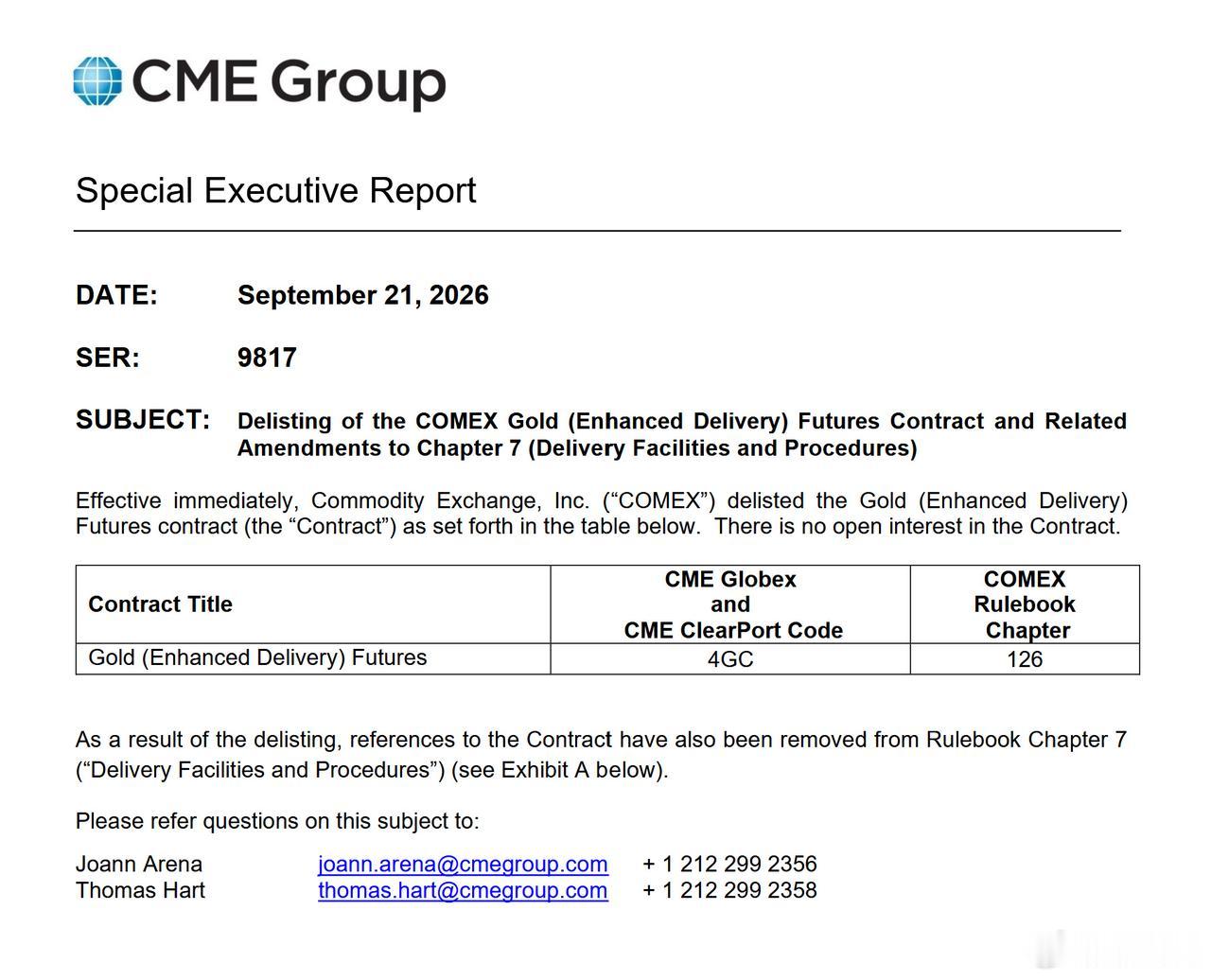 发现了一个重要线索：9月21日COMEX宣布下架Gold (Enhanced D