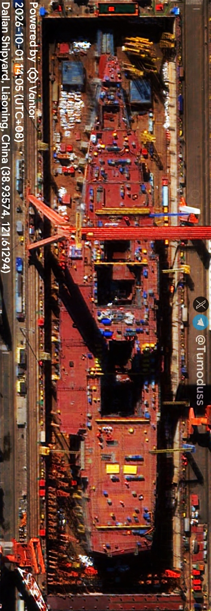 中国🇨🇳红大船10月1日的卫图。中国海军力量烽火问鼎计划中美军事力量 ​​​