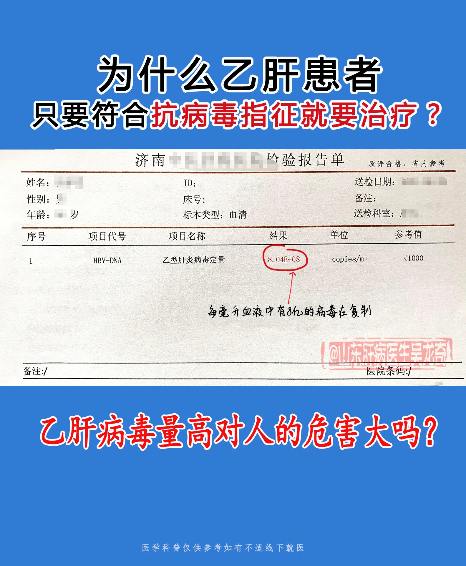 乙肝患者为什么只要符合抗病毒指征就要治疗？乙肝病毒量高对人的危害大吗？...
