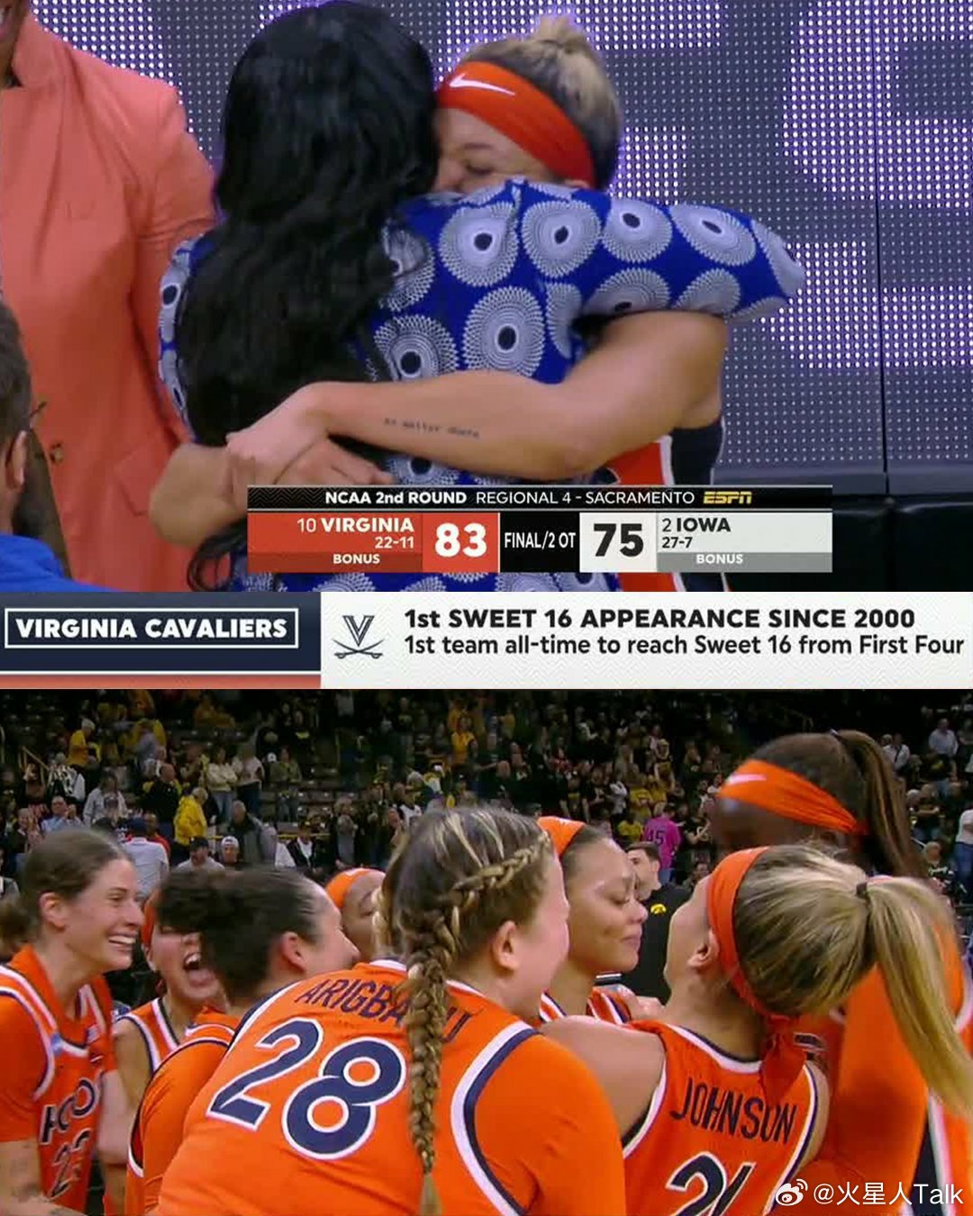2025-2026赛季NCAA女篮疯狂三月 第二轮弗吉尼亚大学双加时击败爱荷华大