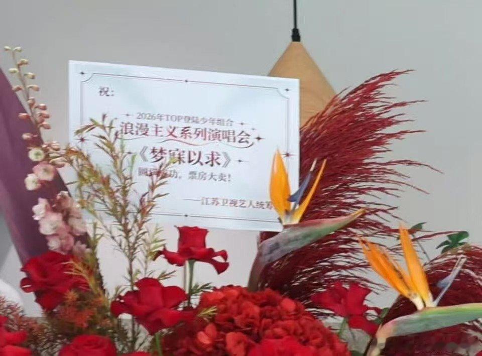 江苏卫视给TOP送花篮TOP演唱会花篮 TOP演唱会花篮，江苏卫视也送了花篮 