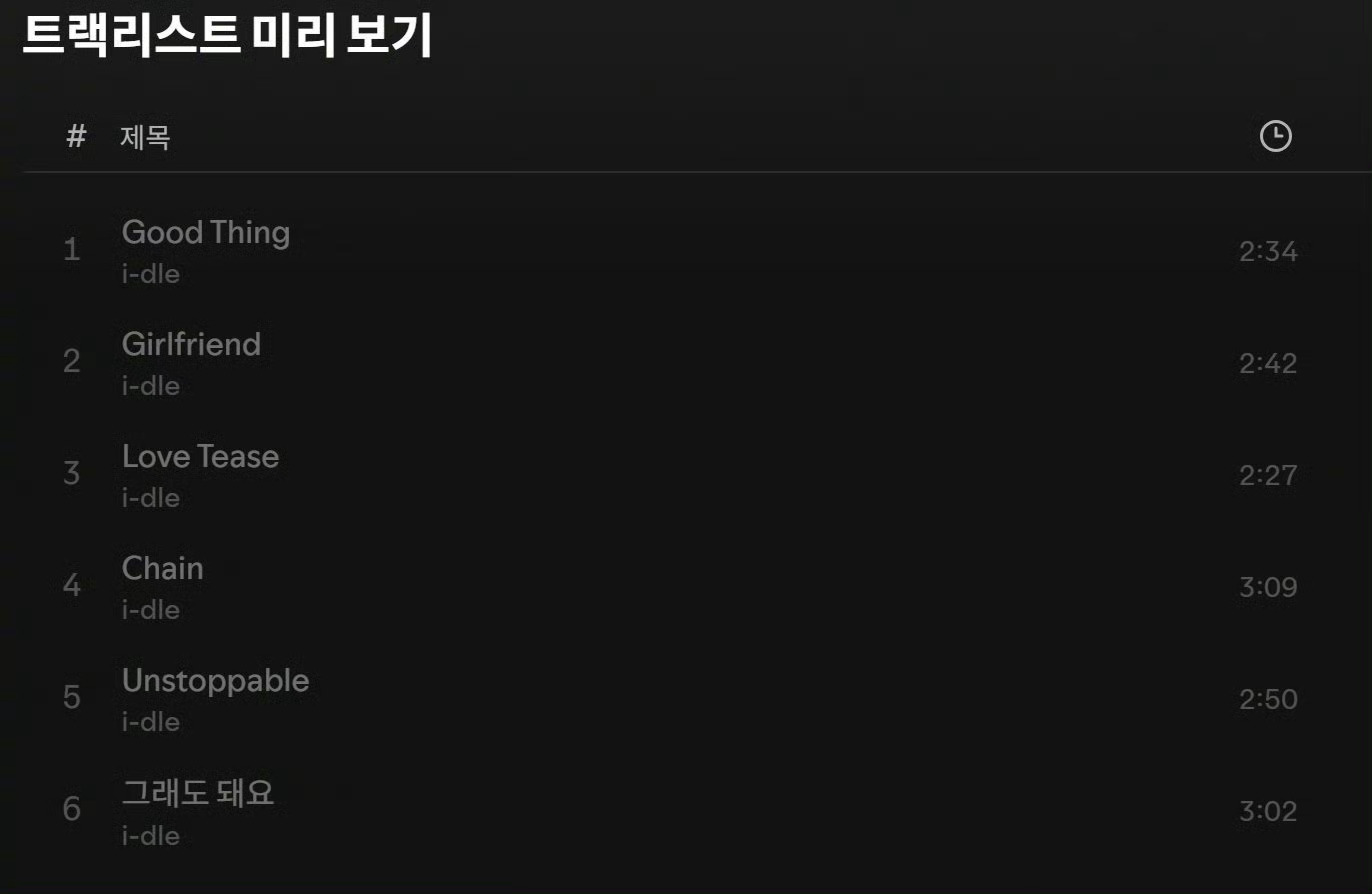 i-dle迷你8辑《We Are》曲目列表📊1. Good Thing    