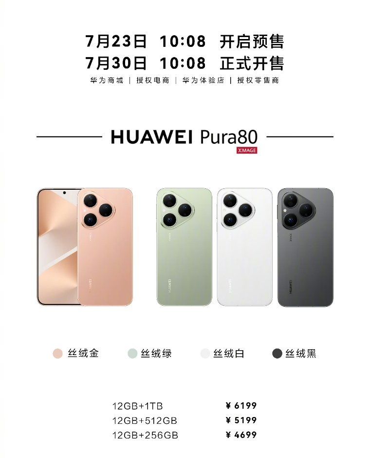 Pura80数字版开启预售相当于各个版本降了800元，我觉得这么看12+256G