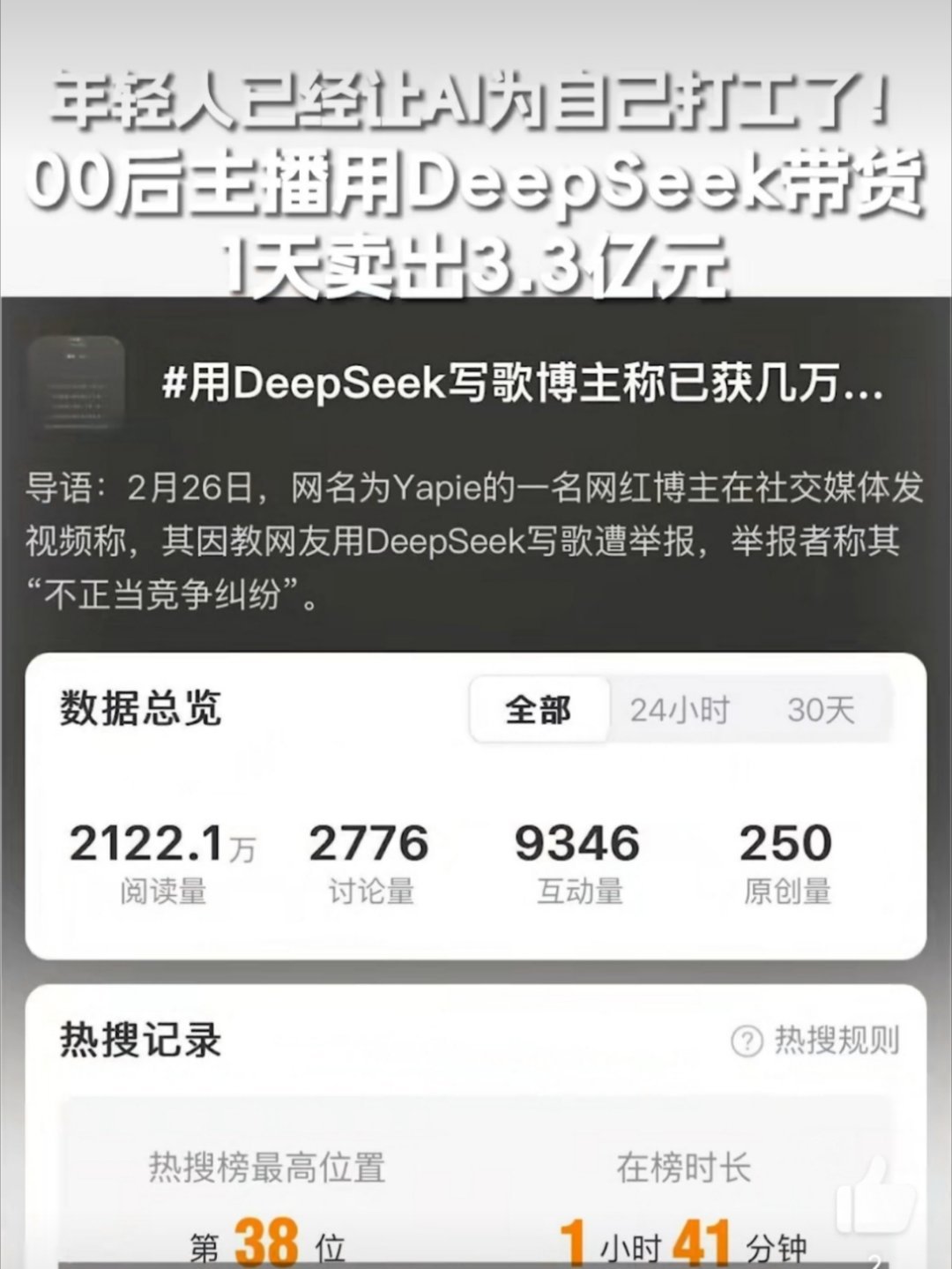 00后用DeepSeek1天卖出3.3亿科技改变生活，我们已经与新生代科技紧密相