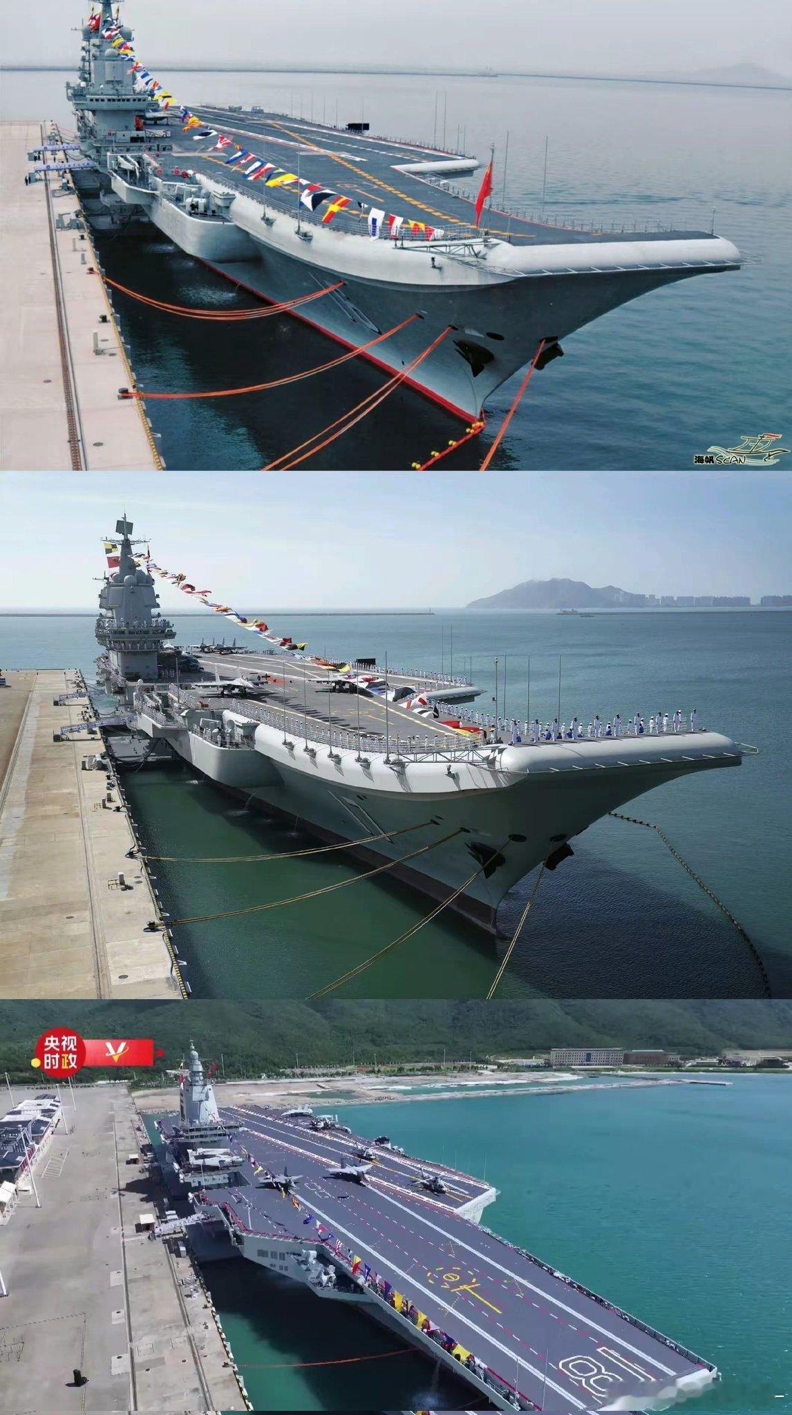 同角度，从滑跃起飞到电磁弹射~[并不简单]辽宁舰（2012年入列）山东舰（201