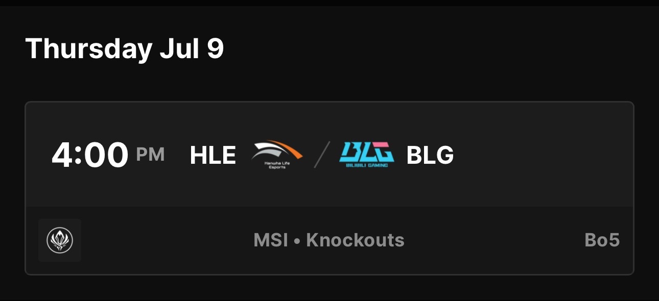 7月9号  16:00HLE vs BLG 