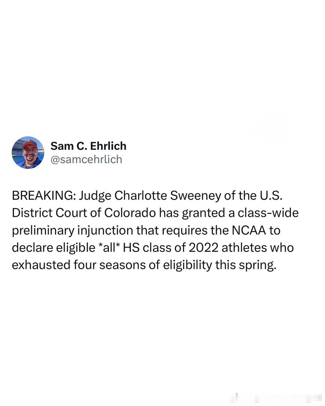 科罗拉多州联邦地方法院法官夏洛特·斯威尼(Charlotte Sweeney)已