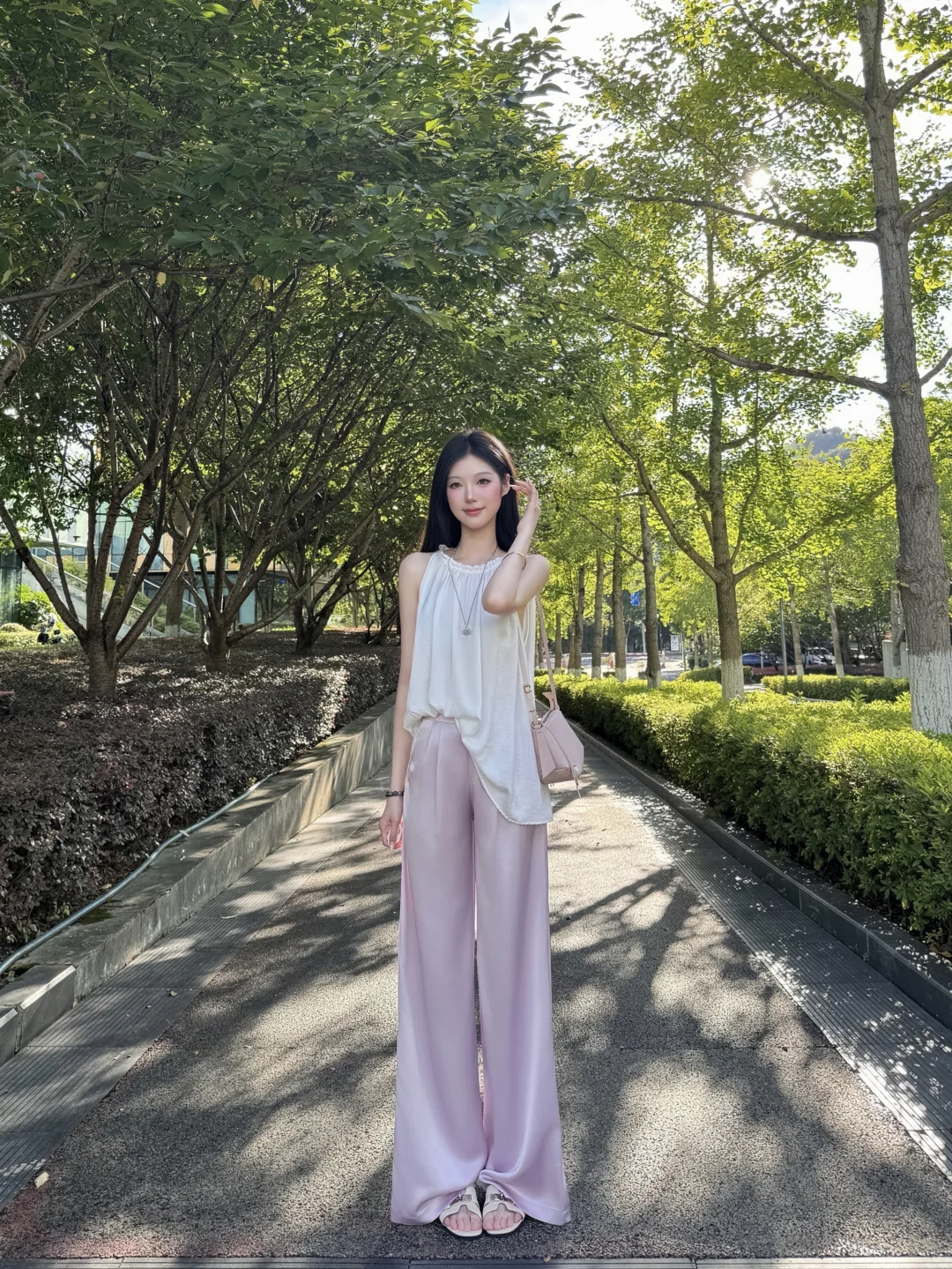 115cm｜紫色缎面裤！好穿到起飞～