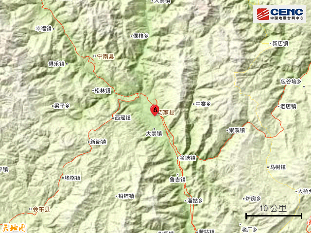 地震 云南昭通市巧家县附近发生3.2级左右地震