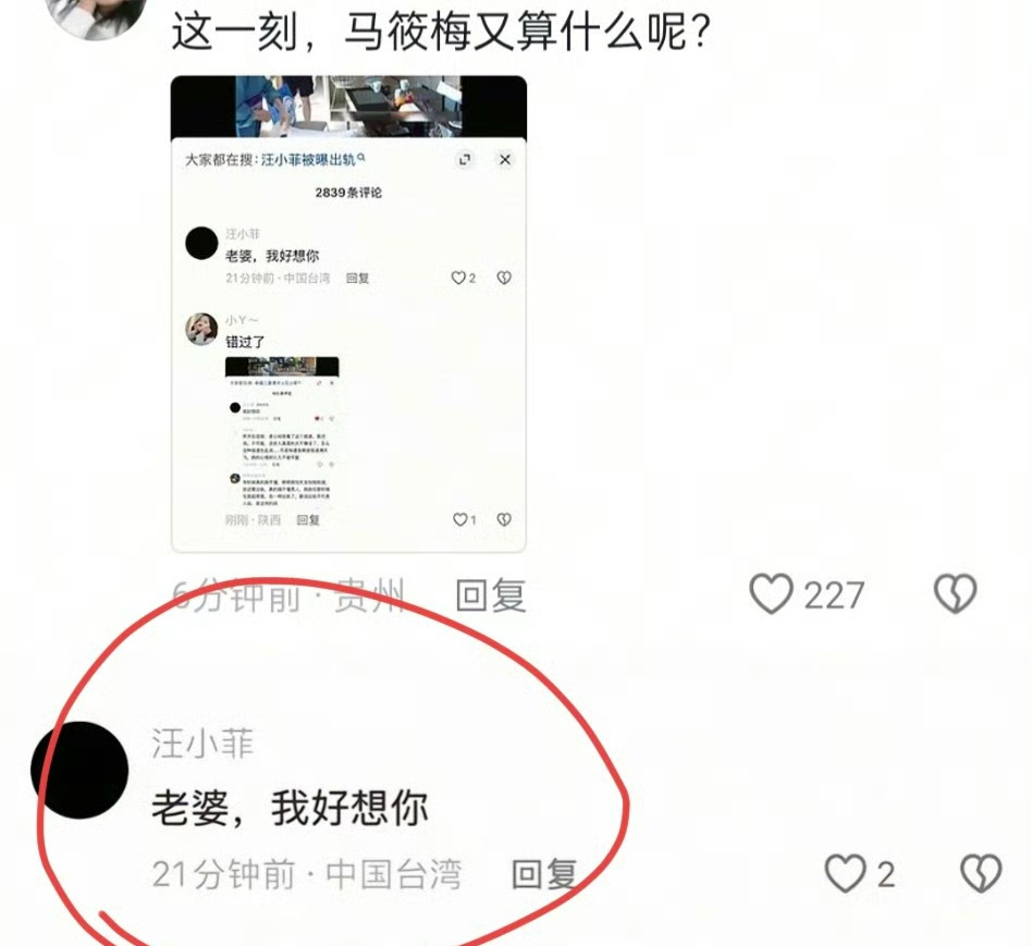 汪小菲评论大S老婆我好想你 迟来的深情比草贱💔 