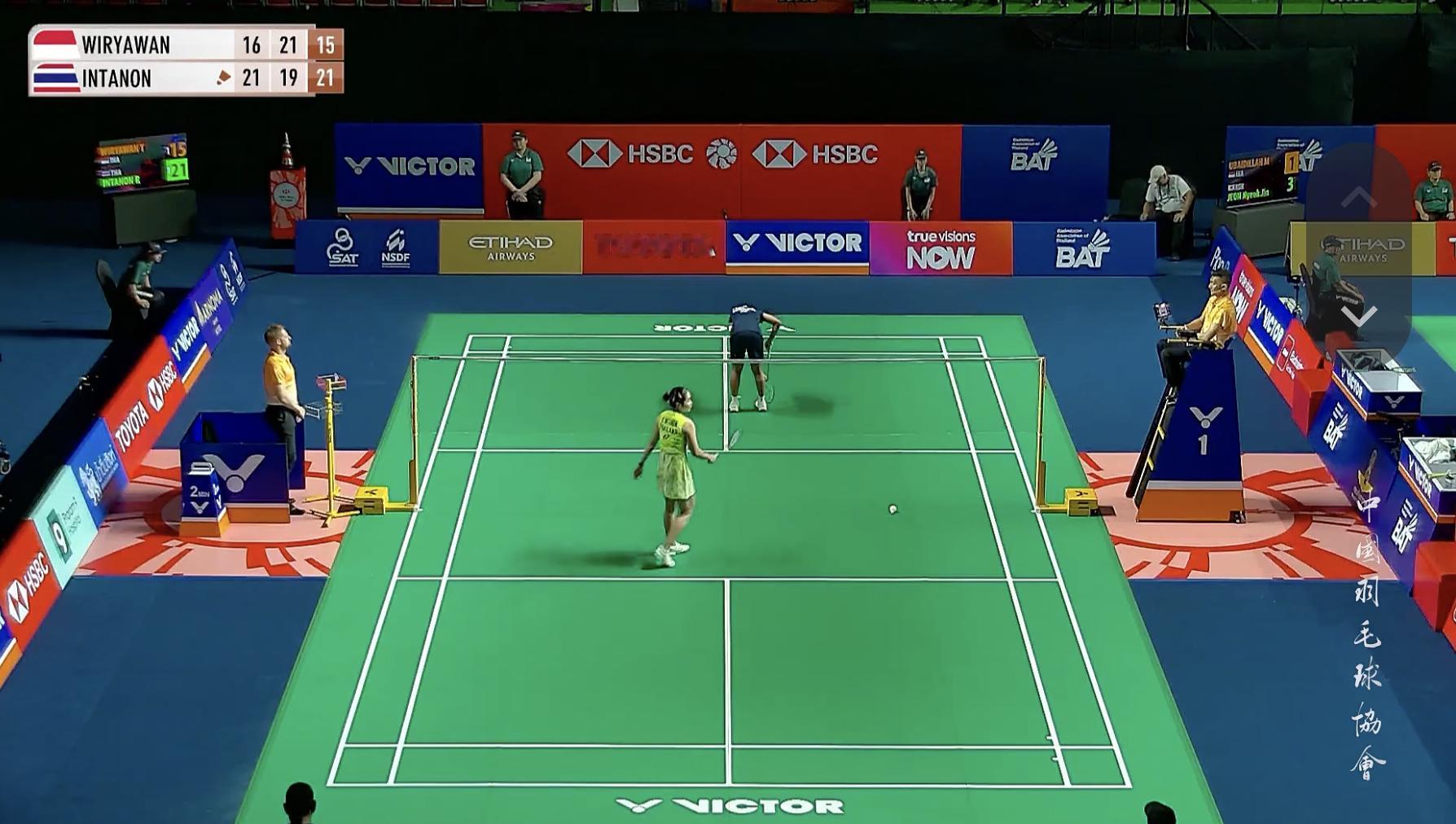因达农🇹🇭 21-16、19-21、21-15 🇮🇩塔丽塔下轮：因达农?
