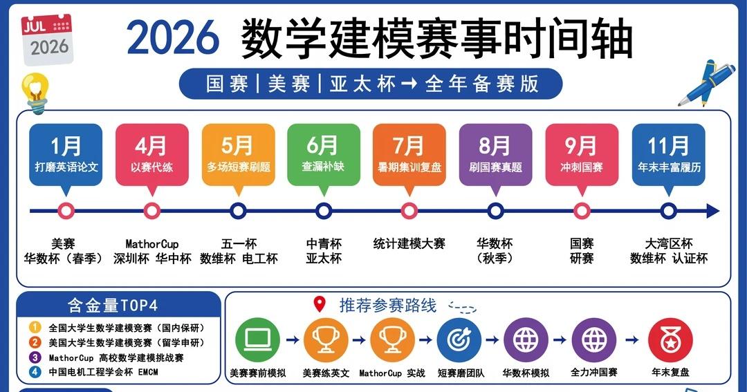 ✨2026数模全年赛事时间轴，建议👍和收藏
✨2026数模全年赛事时间轴｜练手