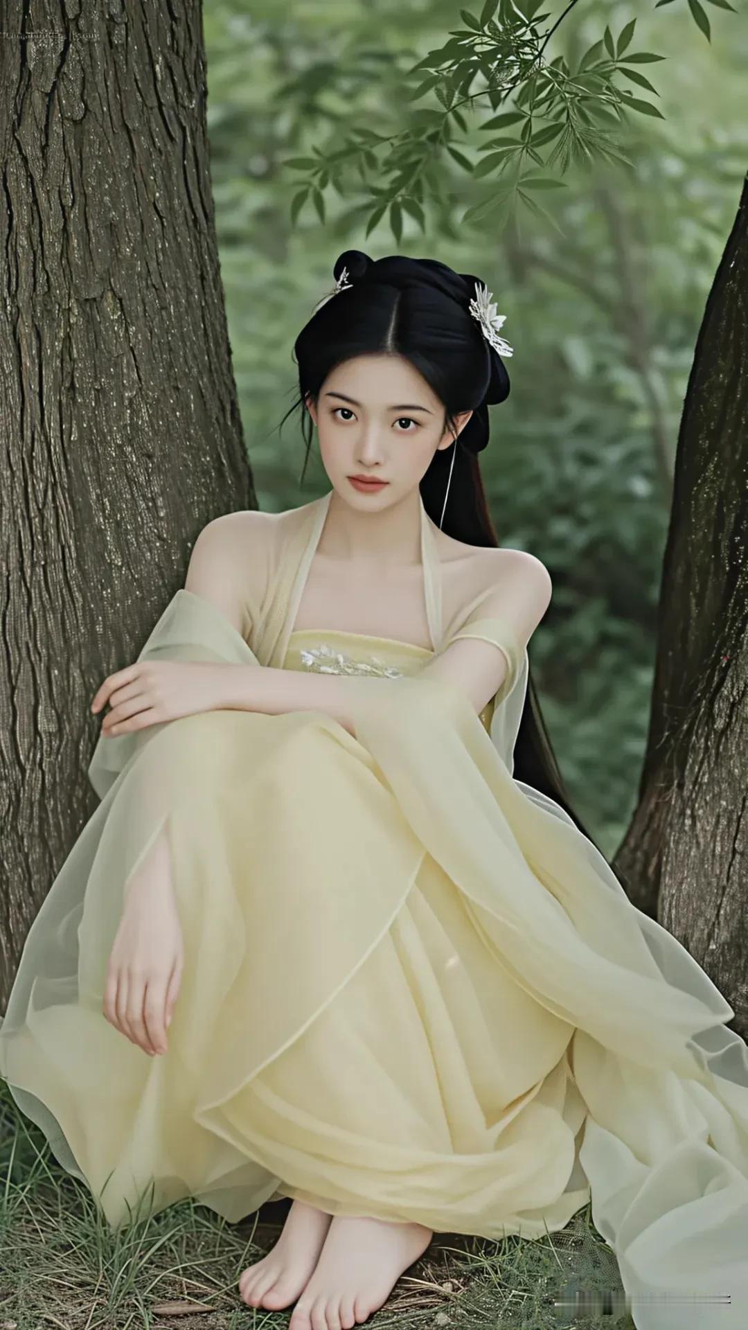 古风少女，绿意盎然，仙气飘飘