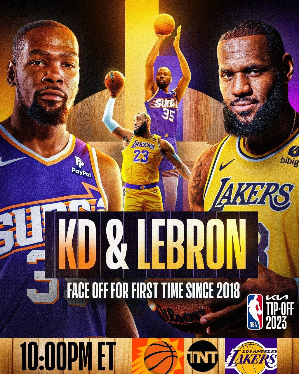 #太阳vs湖人##詹杜时隔1766天再次对决# 今天上午10点，湖人将在主场迎战