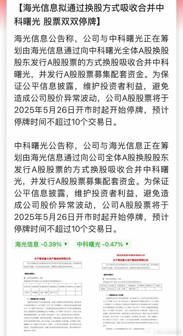 并购重组出王炸了！3000亿市值的海光信息吸收合并900亿市值的中科曙光，两个科