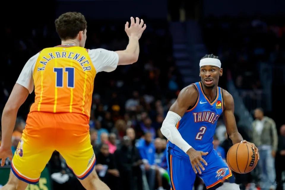 亚历山大30+场次在队史超威少雷霆109-96击败黄蜂，亚历山大出战29分钟，1