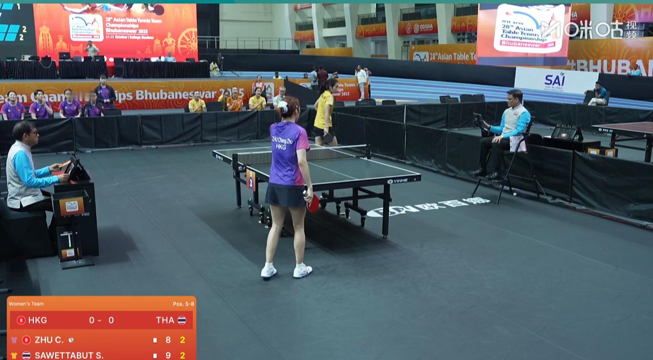 2025亚锦赛团体赛女子团体排名赛5-8名中国香港01泰国朱成竹2-3素塔西尼（