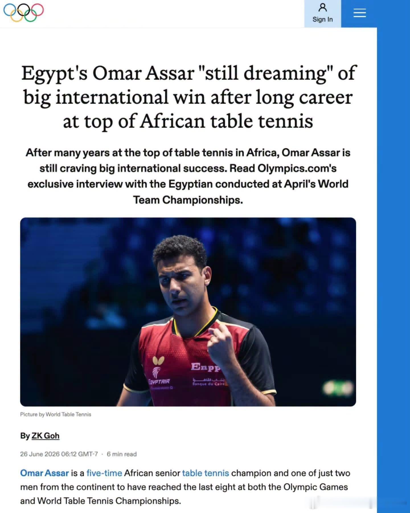 奥玛·阿萨尔：感谢 Olympics.com 的采访。在这项运动中坚持得越久，我