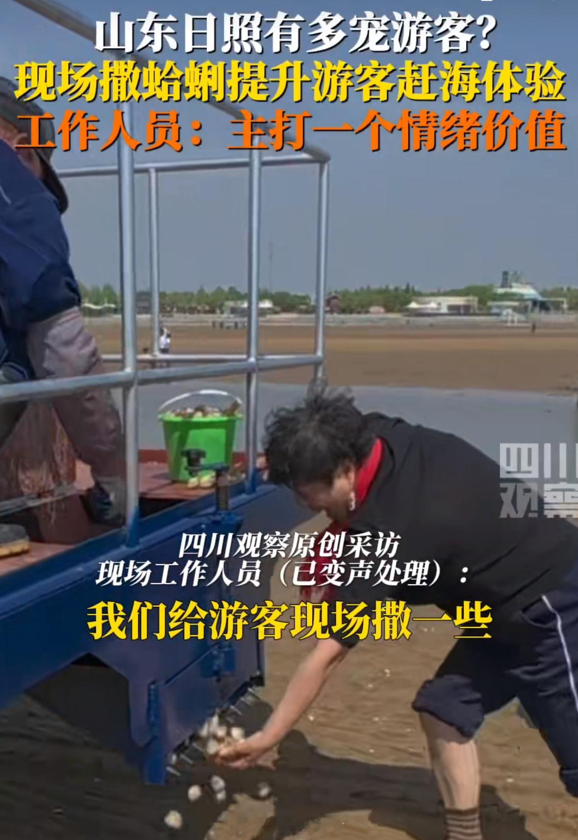 都不白来！山东日照给赶海游客撒蛤蜊[允悲] ​​​