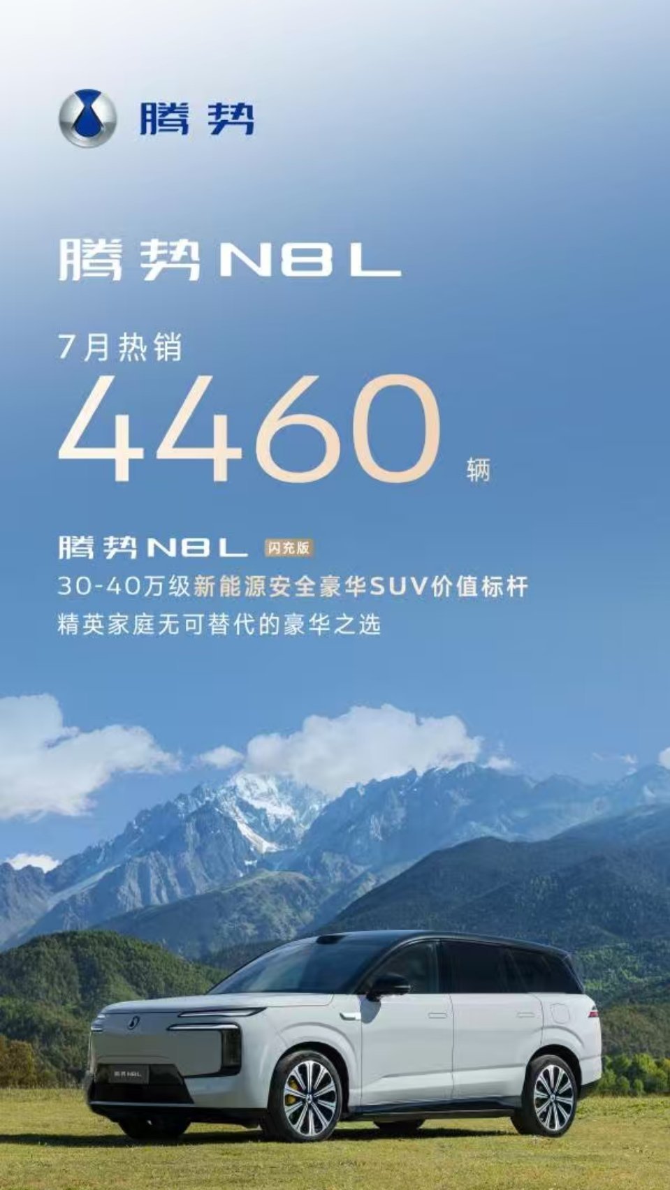 30到40万这个价位段的新能源SUV卷成什么样了大家都知道，但腾势N8L七月份卖