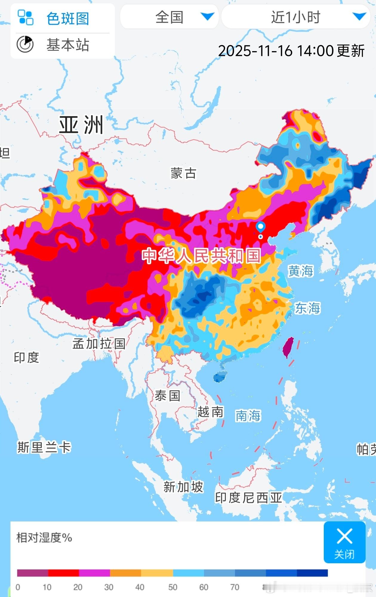 【干燥】今天呼啸的北风使得北方多地变得更加干燥。下午北京、天津、石家庄、太原、沈