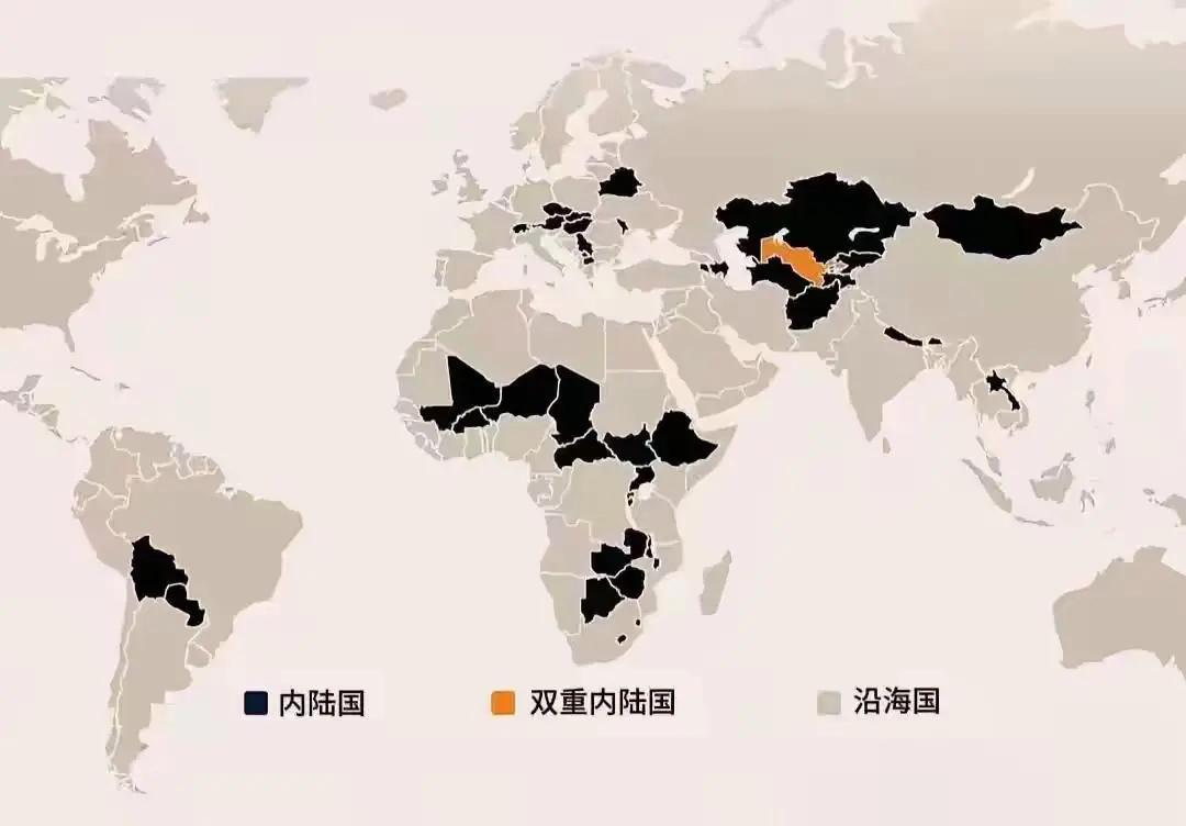 世界内陆国分布
