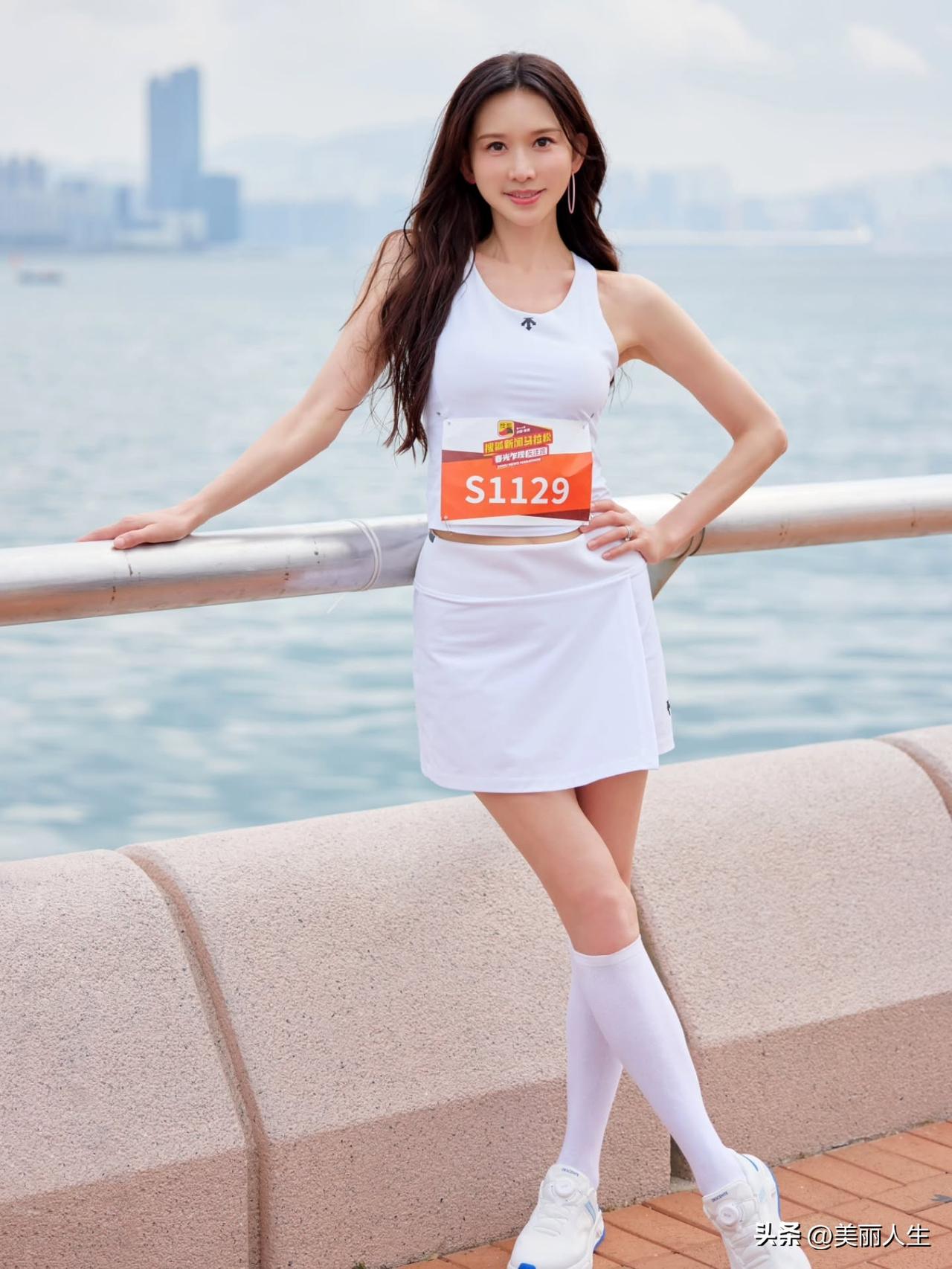 跑马拉松偶遇林志玲