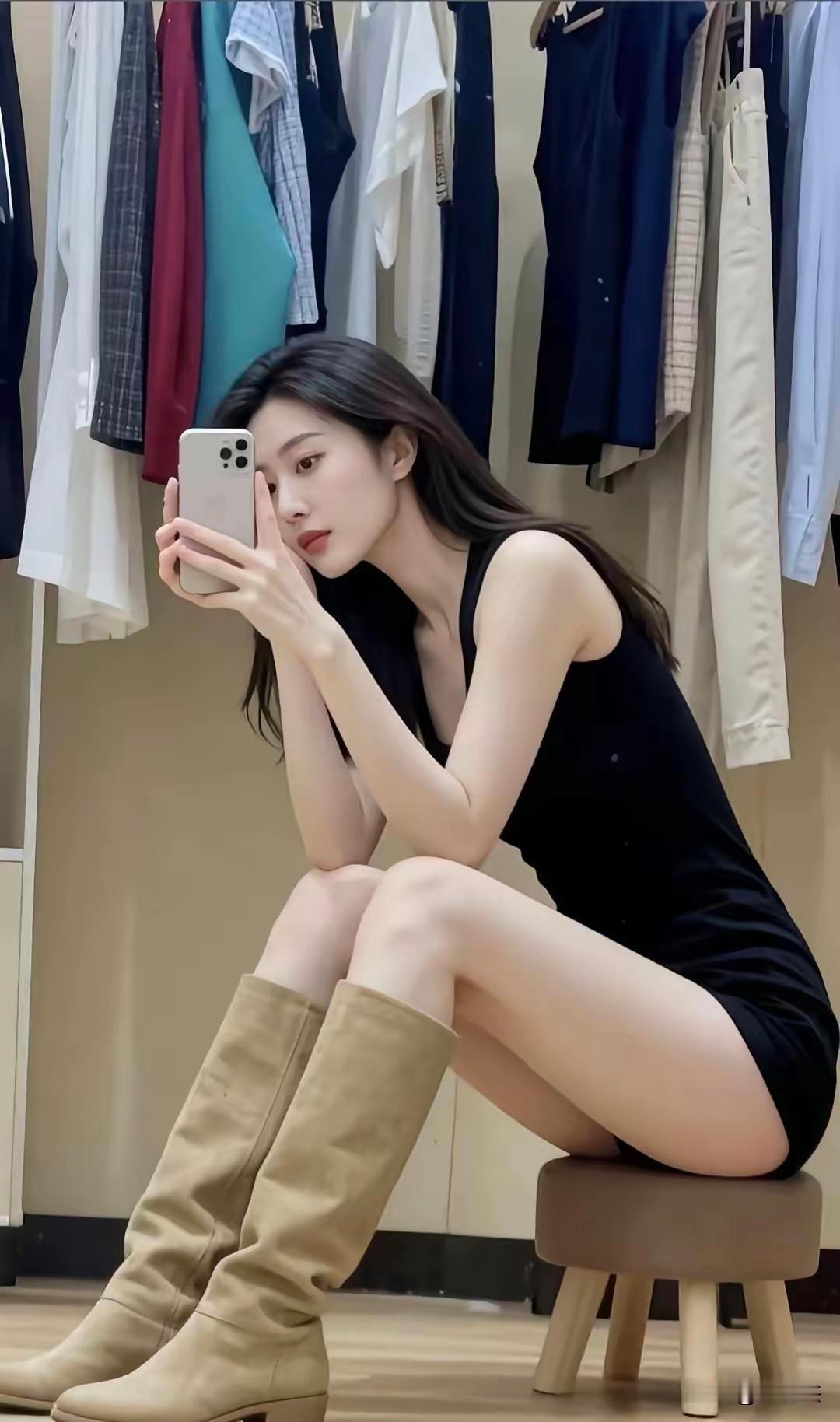 目测这样的身材，身高最起码180cm。 
