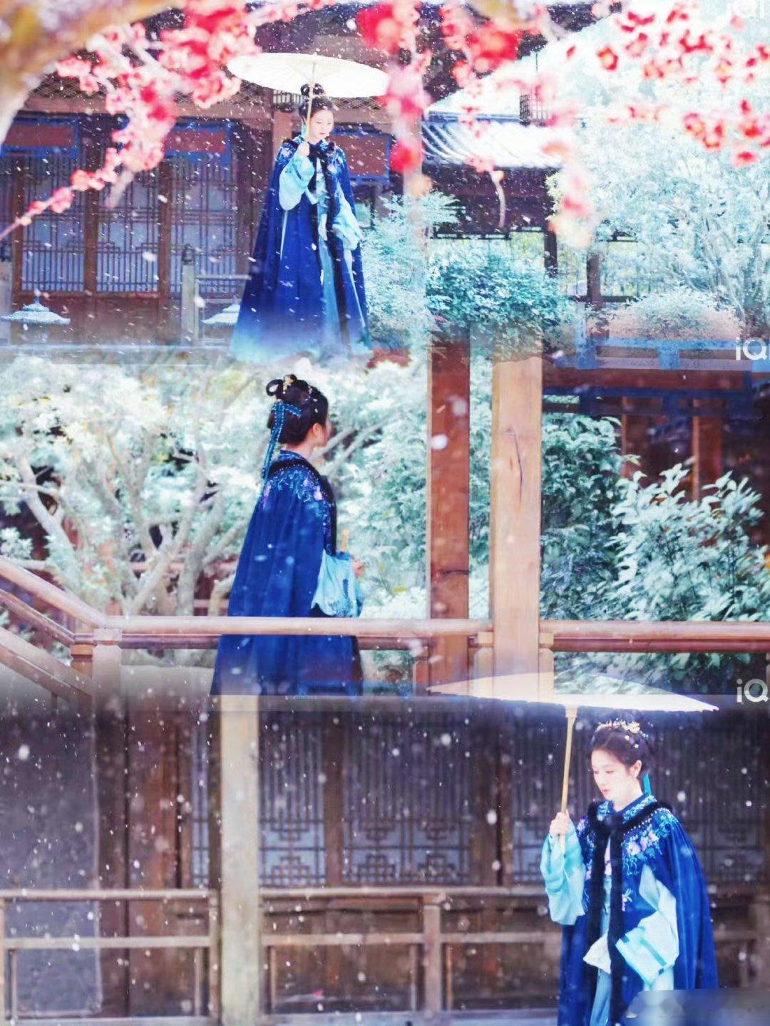 李兰迪雪中撑伞美学 中式美学确实赏心悦目，李兰迪这个脏脏包造型也很唯美，这次状态